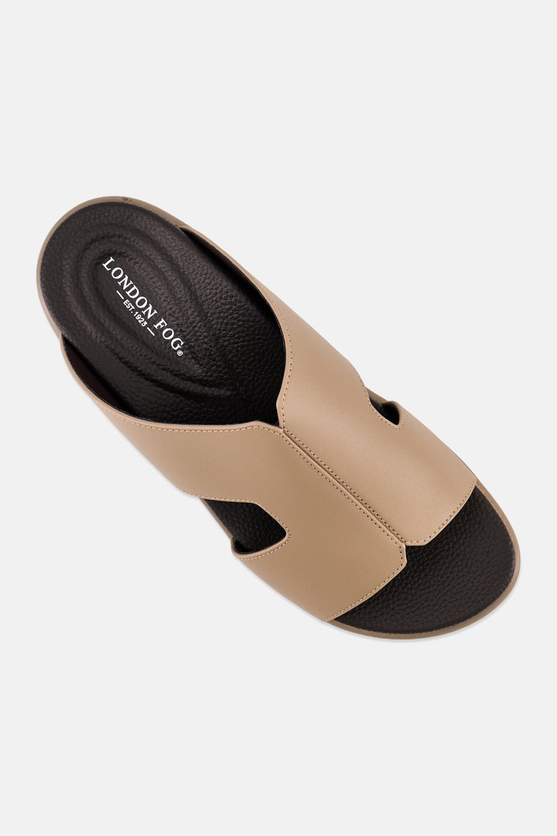 London Fog Men Slip On Arabic Sandals, Tan - Image 4